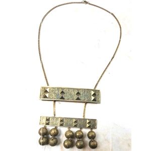 Signed Jeanne Bronze Tone Metal Necklace
